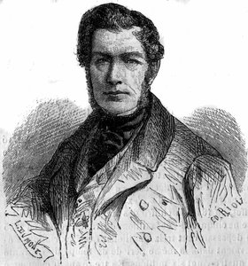 Ritratto di Jules Louis Philippe Coignet (1798-1860), pittore francese. Incisione in "Le Monde Illustré" n.158 del 21 aprile 1860 da French School