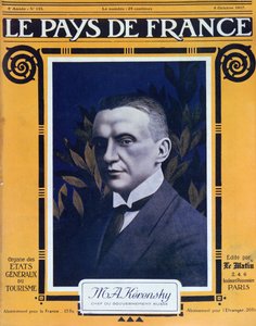 Ritratto di Kerensky, copertina della rivista francese Le Pays de France, 4 ottobre 1917