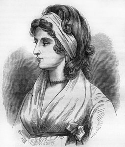 Ritratto di Lady Hamilton (Emma Lyons) (1765-1815) amante di Horatio Nelson detto Ammiraglio Nelson (1758-1805). Incisione in “La storia della prostituzione e della depravazione tra tutti i popoli del mondo dall