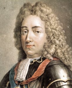 Ritratto di Louis-Joseph di Borbone, Duca di Vendome, incisione a colori da French School