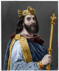 Ritratto di Luigi II il Balbo o il Pigro (846 - 879), Re di Francia - in 