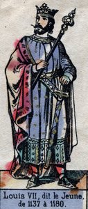 Ritratto di Luigi VII di Francia, detto Luigi il Giovane (dinastia dei Capetingi). Illustrazione fine XIX secolo.