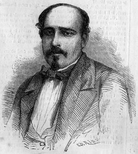 Ritratto di Luiz Augusto Rebello da Silva (1822-1871), scrittore portoghese. Incisione in "Le Monde Illustré" n°227 del 17 agosto 1861 da French School