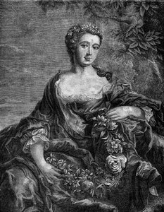 Ritratto di Madame de Chateauroux, Marie-Anne de Mailly-Nesle (1717-1744), favorita del re Luigi XV. Incisione in “La storia della prostituzione e della depravazione tra tutti i popoli del mondo dall