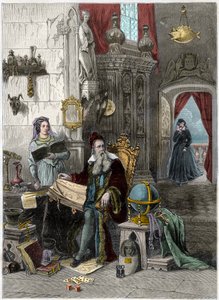 Ritratto di Nostradamus, Michel de Notre Dame (1503-1566) astrologo e medico francese con Caterina de