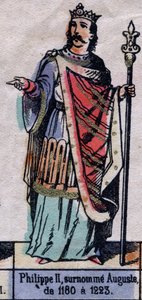 Ritratto di Filippo II di Francia, noto come Filippo Augusto (dinastia dei Capetingi). Illustrazione fine XIX secolo da French School