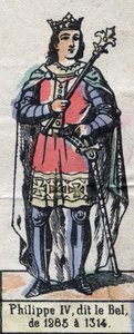 Ritratto di Filippo IV di Francia, detto Filippo il Bello (1268-1314) (dinastia dei Capetingi). Illustrazione fine XIX secolo
