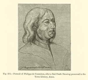 Ritratto di Philippe de Commines, dopo un disegno a gesso rosso conservato nella Biblioteca Comunale di Arras (incisione) da French School