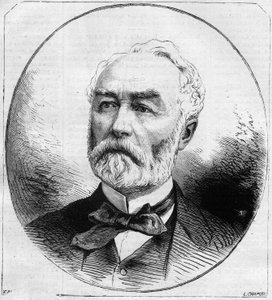 Ritratto di Pierre Frédéric Dorian (1814-1873), politico francese, ministro dei lavori pubblici sotto la Terza Repubblica nel 1870. Incisione in "Le Monde Illustré" n. 707 del 29 ottobre