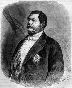 Ritratto del Principe Lucien Murat (Napoleon Lucien Charles) (1803-1878), figlio di Joachim Murat. Incisione in “Le Monde Illustré” n.208 del 6 aprile 1861 da French School