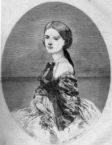 Ritratto della Principessa Clotilde di Savoia (1843-1911), futura moglie del Principe Napoleone (1822-1891). Incisione in 