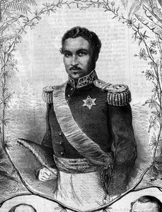 Ritratto di Radama II (1829-1863), Re del Madagascar. Incisione in 