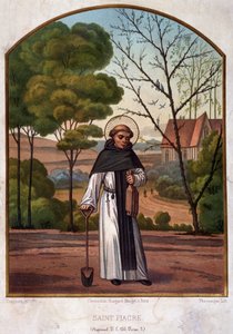 Ritratto di San Fiacre (eremo vicino a Meaux), patrono dei giardinieri, opera del 19° secolo da French School