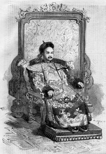 Ritratto di Xianfeng, imperatore della Cina della dinastia Qing. Incisione in "Le Monde Illustré" n.199 del 2 febbraio da French School