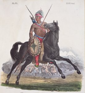 Ritratto di un capo Apache della regione del Rio Colorado in California, tavola 22 da una serie di Costumi Messicani, c.1825 da French School