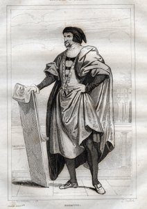 Ritratto del pittore italiano Masaccio (Tommaso di Giovanni Cassai) (1401-1428) - Incisione da 