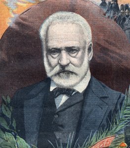 Ritratto dello scrittore francese Victor Hugo (1802-1885). Incisione in "Le Petit Parisien" da French School