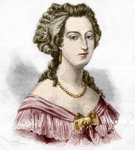 Ritratto della Marchesa di Boufflers Marie Francoise Catherine de Beauvau Craon (1711-1787). Incisione in 
