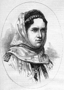 Ritratto della Principessa di Romania Elisabetta Pauline Ottilie Louise de Wied (1839-1914), moglie del futuro Re Carlo I di Romania. Incisione in 