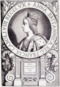 Ritratto della regina di Francia Anna di Bretagna (1477-1514). Incisione da 