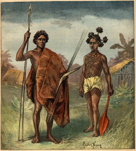 Ritratti di due indigeni della tribù Marringong, Nuovo Galles del Sud (Australia). Incisione in 