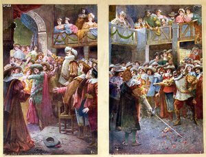 Cartoline raffiguranti Cyrano de Bergerac e il duello all
