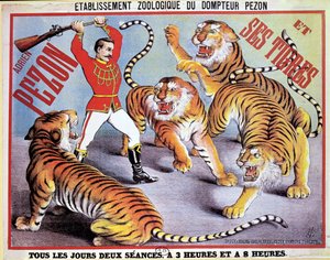 Poster pubblicitario per Adrien Pezon e le sue Tigri, c.1897