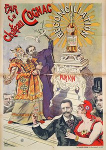 Poster che pubblicizza il Cognac come promotore di riconciliazione, 1890-95