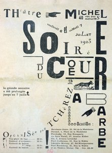 Poster pubblicitario Soiree du Coeur a Barbe al Theatre Michel, 6 e 7 luglio 1923
