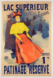 Poster pubblicitario di una pista di pattinaggio sul Lac superieur nel Bois de Boulogne