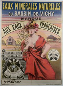 Poster pubblicitario delle acque minerali naturali del bacino di Vichy