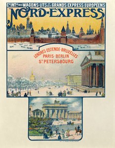 Manifesto pubblicitario della Compagnie des Wagons-Lits et des Grands Express Européens, Londra a San Pietroburgo, inizio XX secolo