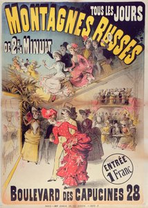 Poster pubblicitario per le Montagnes Russes Roller Coaster nel Boulevard des Capucines, Parigi, 1888