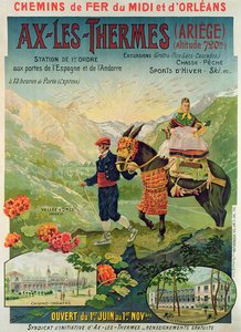 Poster pubblicitario per la stazione sciistica di Ax-Les-Thermes, Francia, c.1900