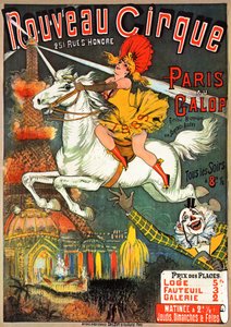 Poster per una rivista equestre al "Nouveau Cirque" in rue Saint-Honoré a Parigi da French School