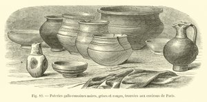 Ceramiche gallo-romane nere, grigie e rosse, trovate nei dintorni di Parigi