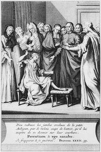 Pratica di assistenza e guarigione miracolosa di Aubigan, illustrazione da La verite des miracles de M. de Paris... di Louis Basile Carre de Montgeron, 1737 da French School