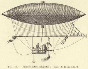 Primo dirigibile a vapore di Henri Giffard da French School