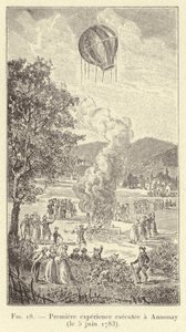 Prima esperienza eseguita a Annonay (il 5 giugno 1783) (incisione)