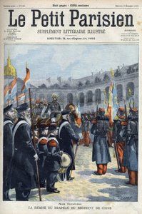 Presentazione della bandiera del Reggimento di Cina dal generale Faure Biguet al generale Arnoux governatore agli Invalides a Parigi, in 