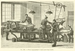Presse typographique a vapeur pour tirage double (incisione) da French School