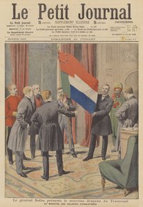 Il Primo Ministro Louis Botha presenta la nuova bandiera della Colonia del Transvaal alla colonia britannica da French School