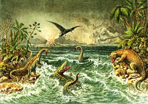 Mondo primitivo (con dinosauri) - Periodo secondario della preistoria da French School