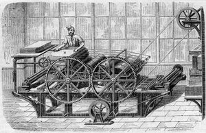 Stampa di un giornale: pressa meccanica per la stampa da French School
