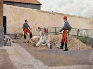 Prigionieri a Biribi (prigionieri che rompono ciottoli) - in "Album militare" - cacciatori africani
