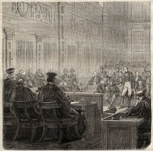 Processo presso la Corte Reale di Poitiers del Generale Jean Baptiste Breton detto Berton (1769-1822) nel 1822 da French School