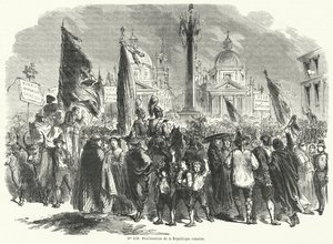 Proclamazione della Repubblica Romana, Italia, 9 febbraio 1849 da French School