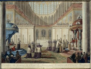 Promulgazione del Concordato del 1801: giuramento del clero di Francia nelle mani del 1° Console Bonaparte, alla presenza del legato di Sua Santità nella Chiesa Metropolitana di Parigi il 22 germinale anno 10, giorno di Pasqua 8 aprile 1802