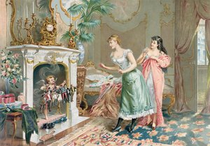 Prostitute che scoprono i loro regali di Natale, 1893 da French School