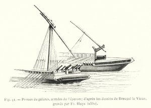 Prua di galee, armate di sperone; secondo i disegni di Breugel il Vecchio, incisi da Fr Huys da French School